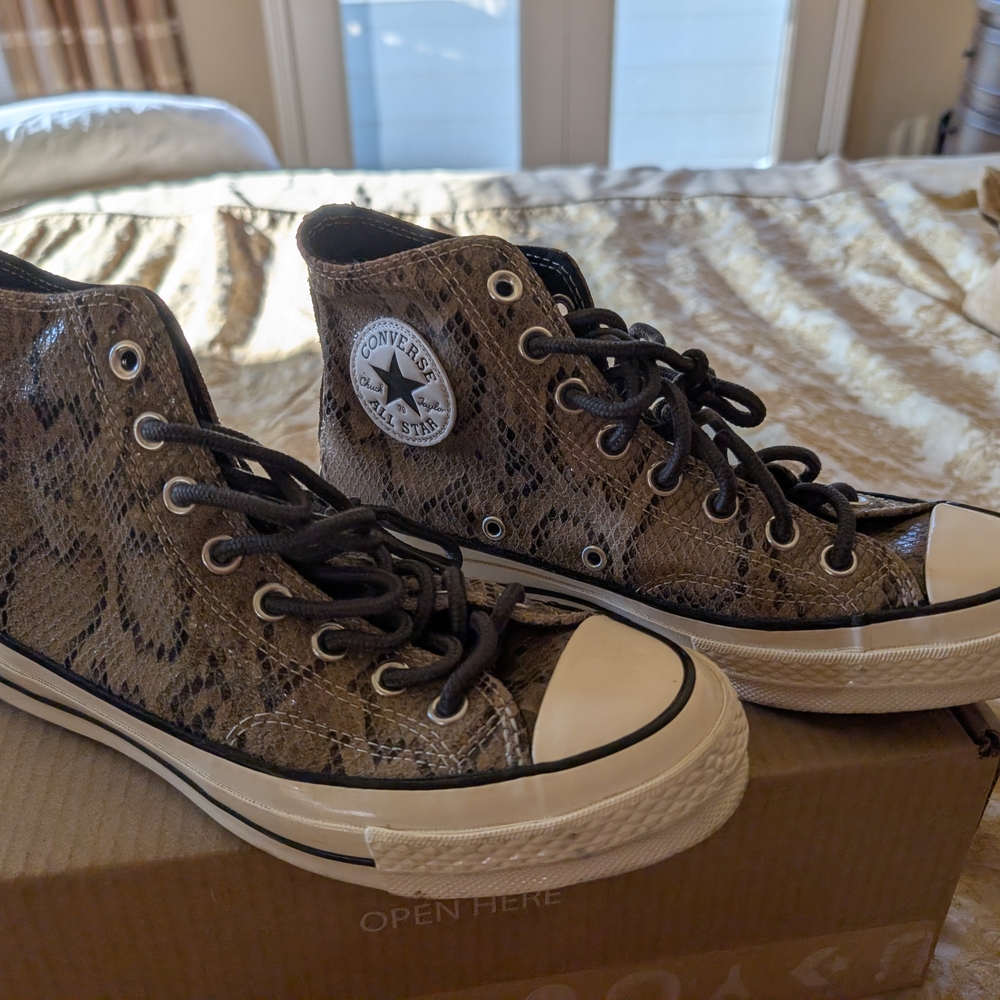 Converse Snakeskin Pattern High-Tops with Black and White Accents